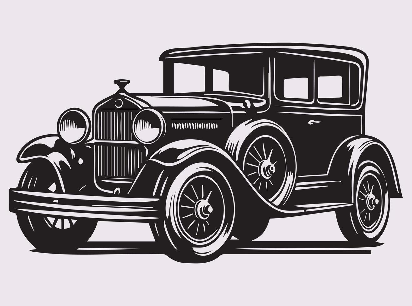 Vintage Car Silhouette Artwork for Retro Car Style and Automotive Projects vector