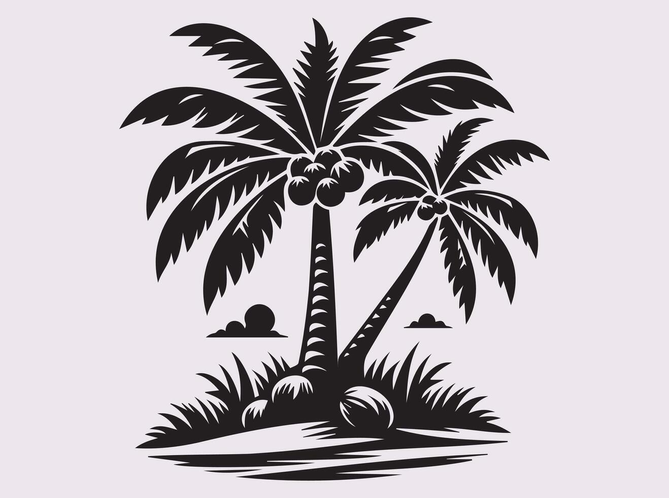 High Resolution Coconut Tree Silhouette for Artistic and Decorative Projects vector