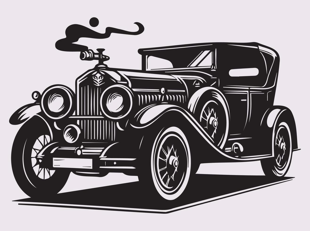 Elegant Black Vintage Car Silhouette for Classic Automotive Illustrations vector