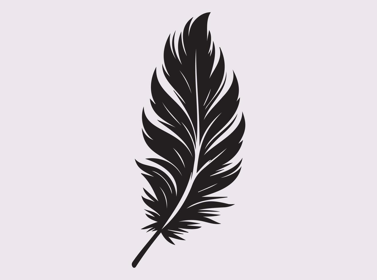 Unique Bird Feather Silhouette in Black for Elegant Design Concepts vector