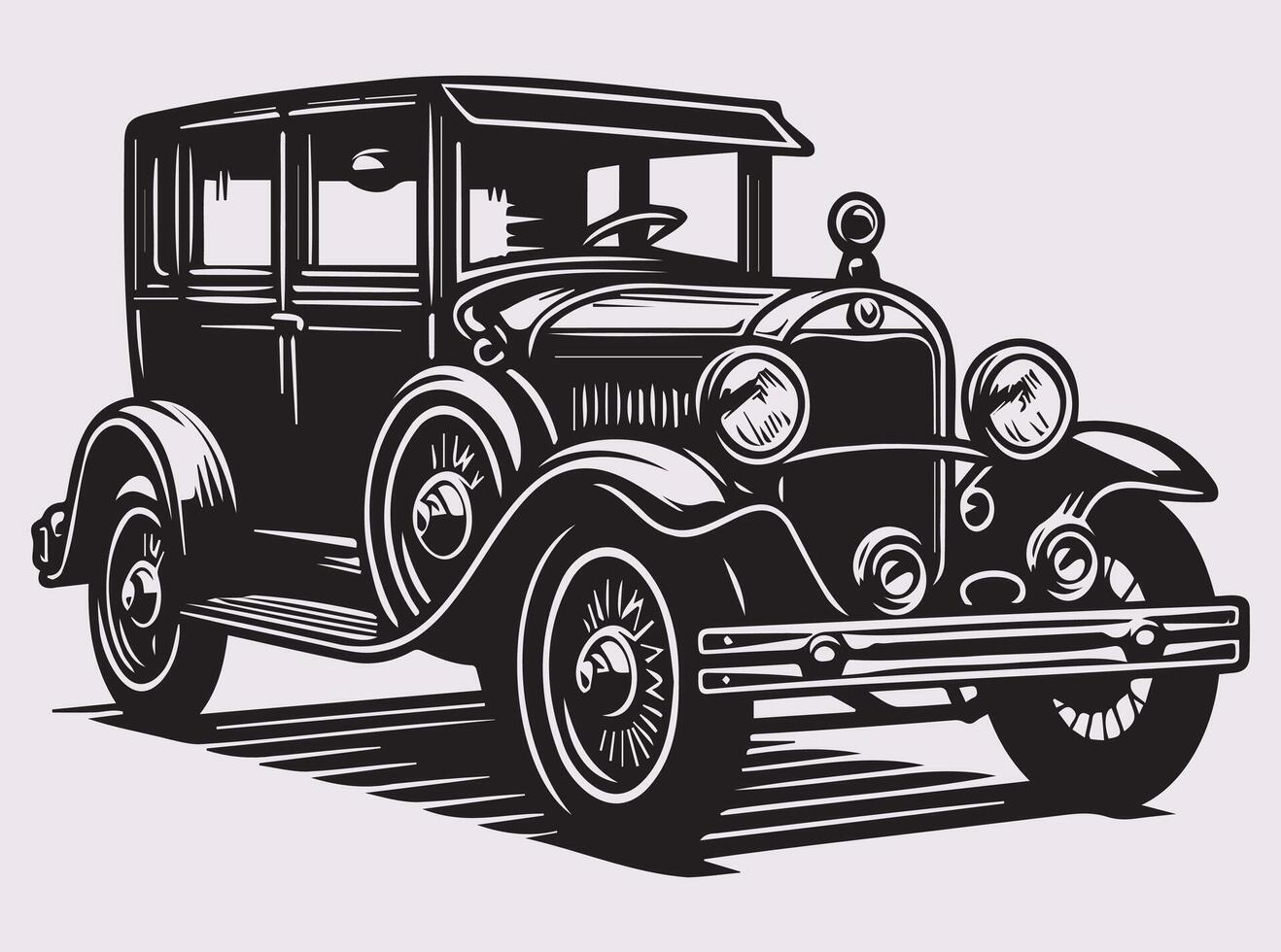 Black Vintage Car Silhouette for Retro and Classic Car Graphics and Art vector