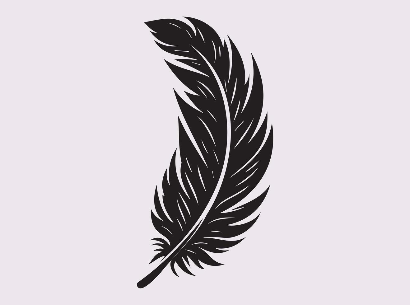 Bird Feather Silhouette in Black Color for Tattoo and Decorative Artwork vector
