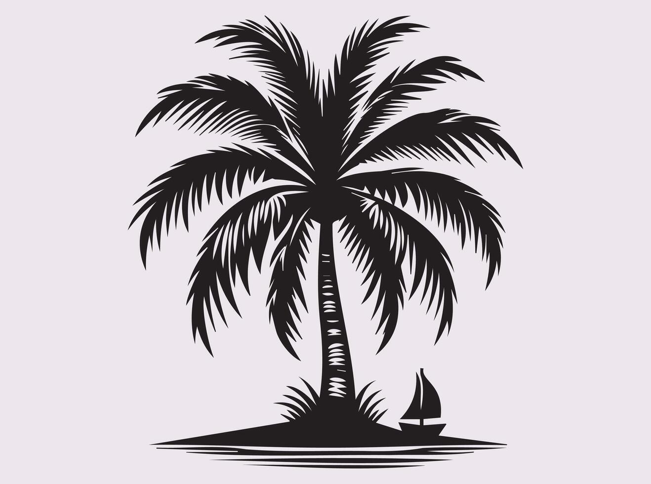 Unique Tropical Coconut Tree Silhouette for Creative Summer Art Projects vector