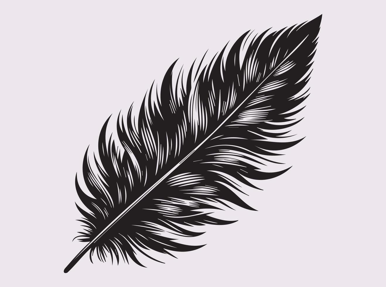 Decorative Bird Feather Silhouette for Handmade and Digital Creations vector
