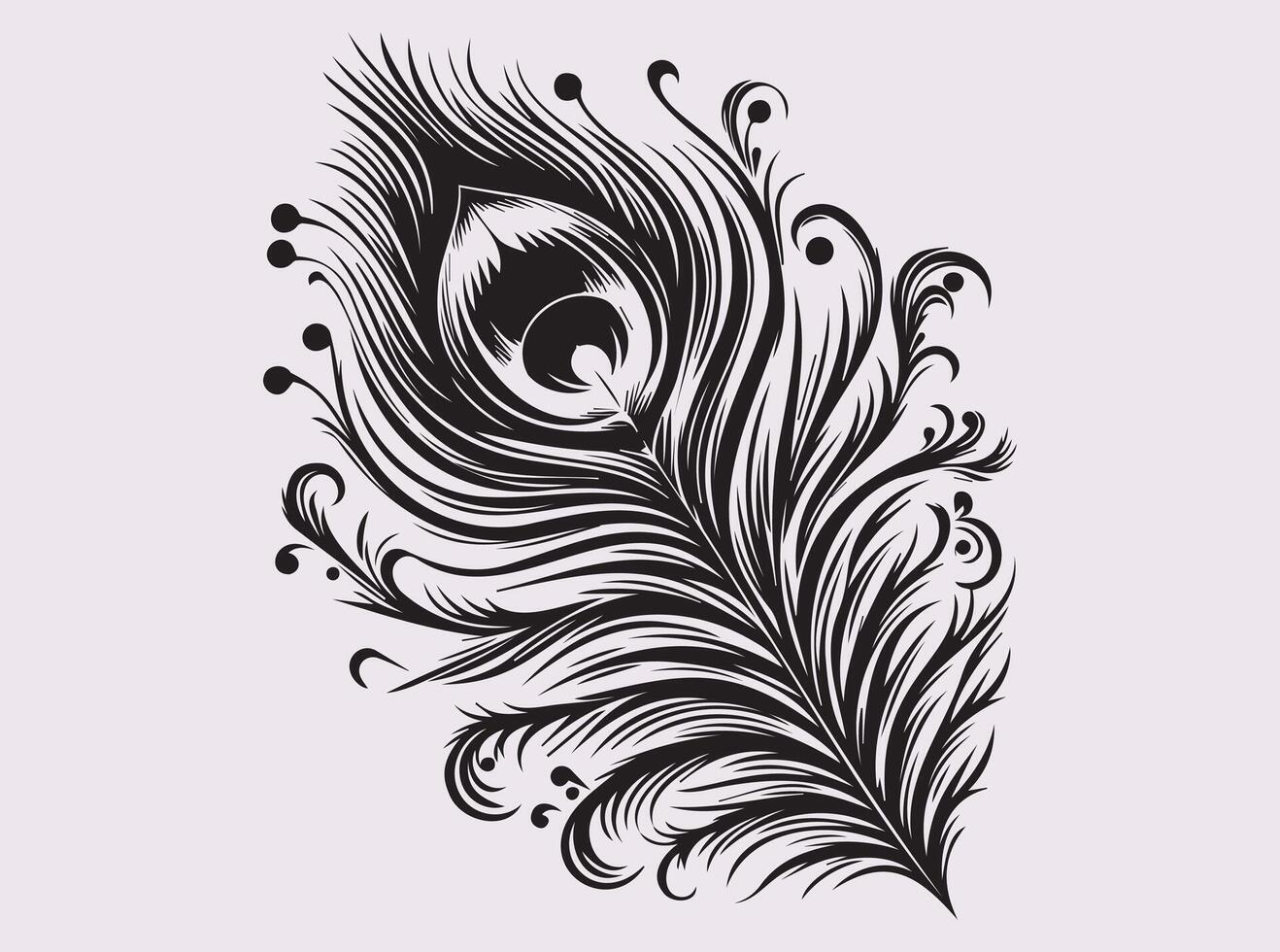 Peacock Feather Silhouette for Modern Artistic Illustrations and Decor vector