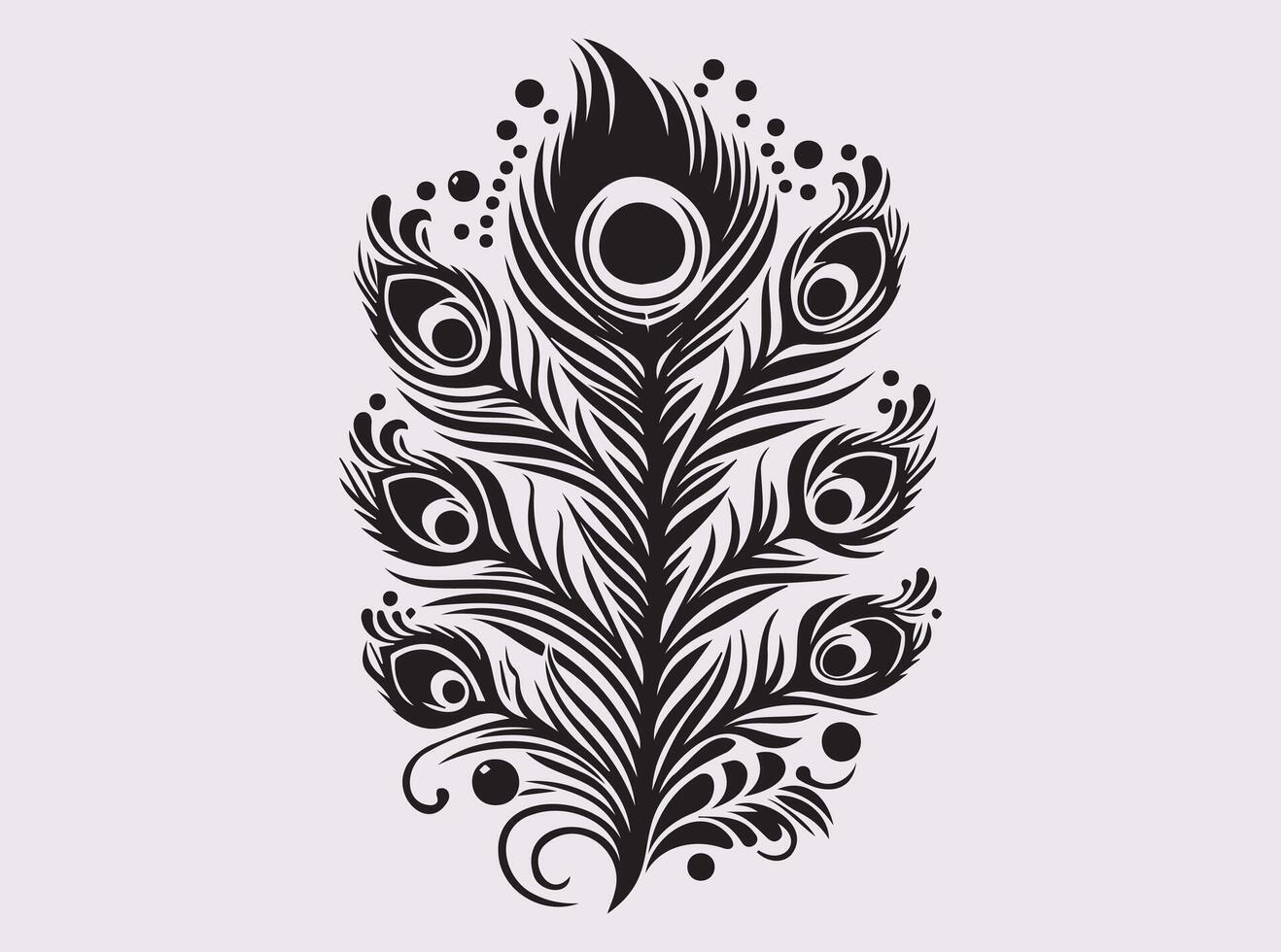 Aesthetic Black Peacock Feather Silhouette for Art Prints and Logo Creations vector