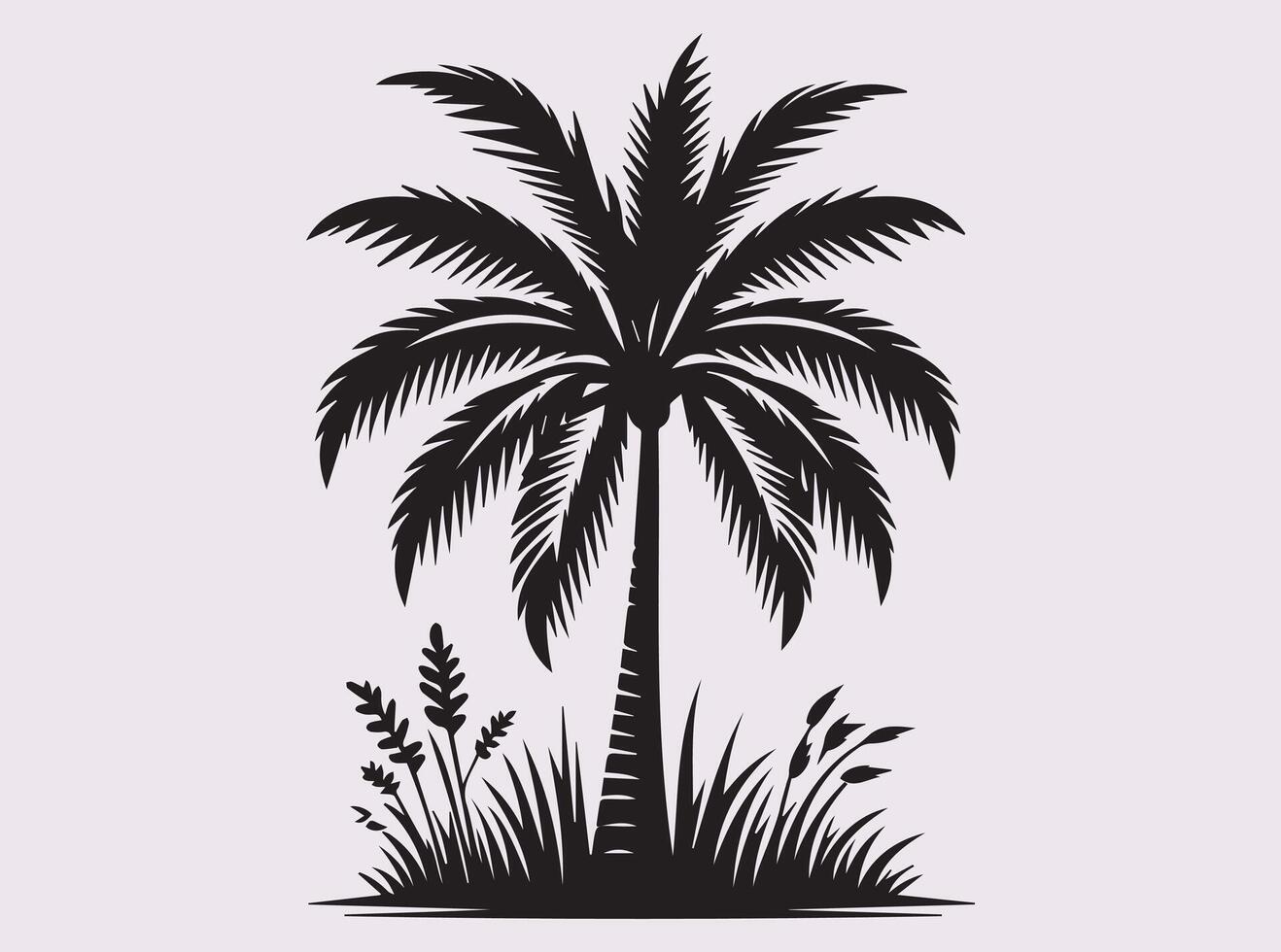 Artistic Coconut Tree Silhouette for Beach Themed Illustrations and Wall Art vector