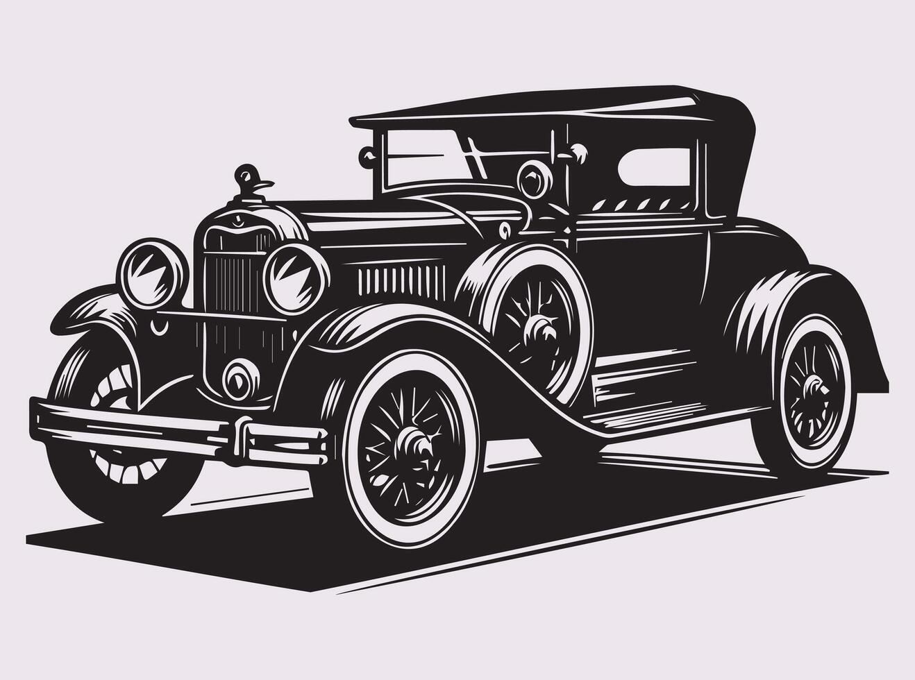 Timeless Black Vintage Car Silhouette for Automotive Art and Design Works vector
