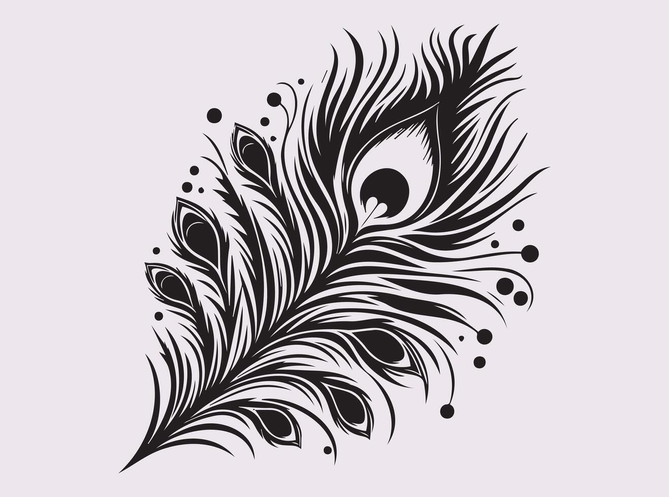 Artistic Black Peacock Feather Silhouette for Digital and Handmade Artwork vector