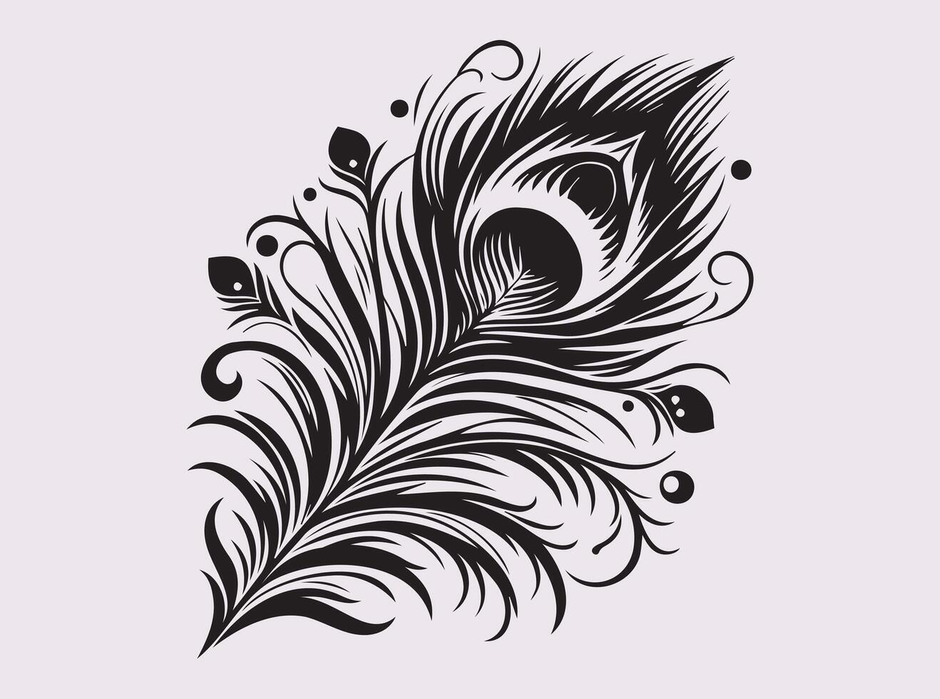 Exotic Peacock Feather Silhouette in Black for Creative and Decorative Purposes vector