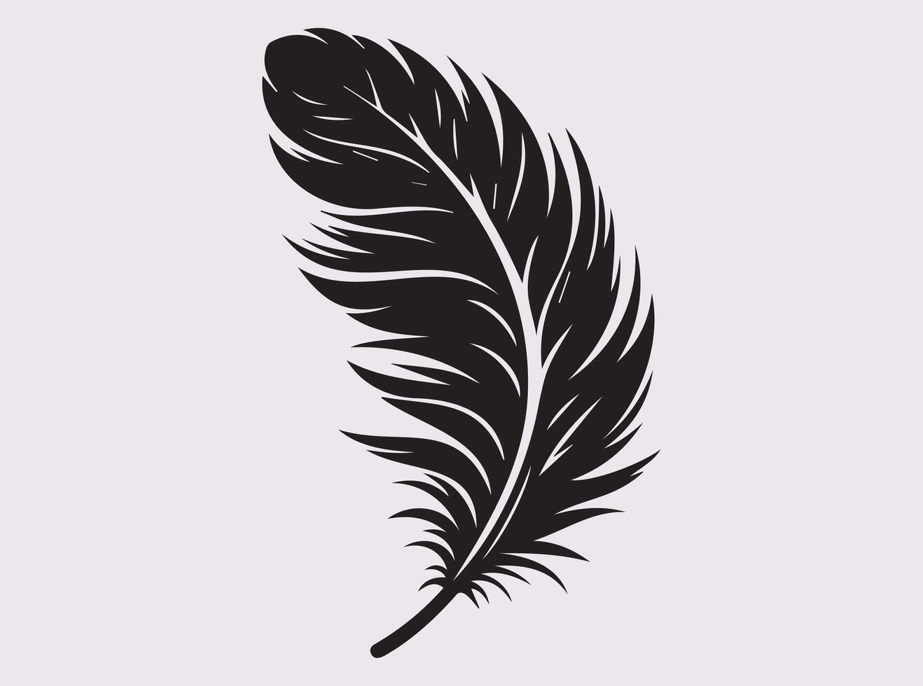 Black Silhouette of a Bird Feather for Creative Art and Design Projects vector