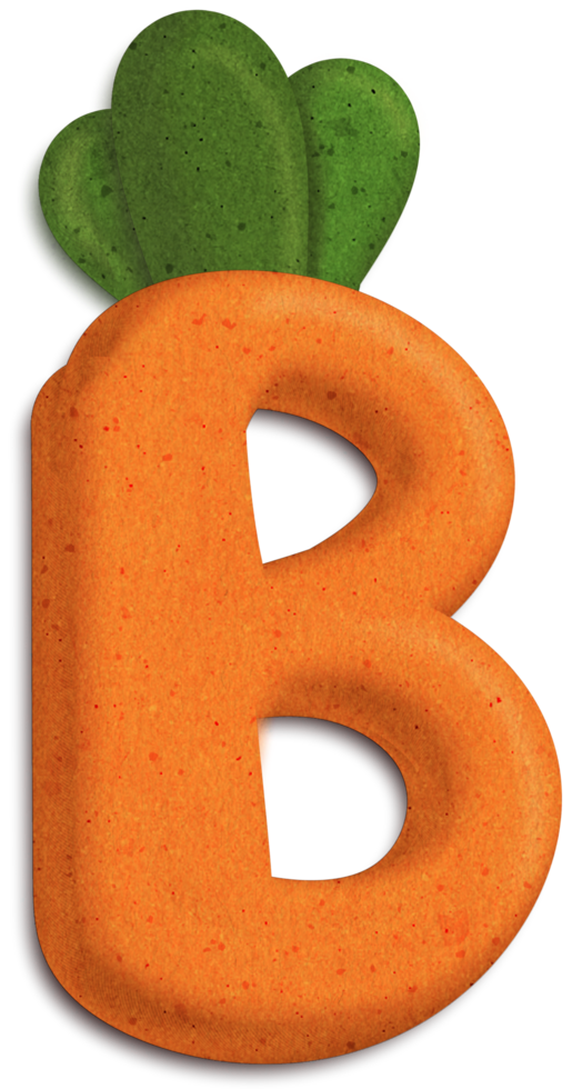 Capital Letter B 3D Carrot Colorful Letter Font png