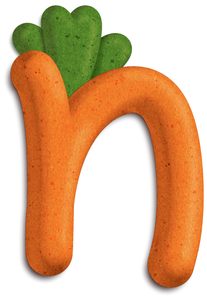 3D Carrot Letter n font colorful letter png