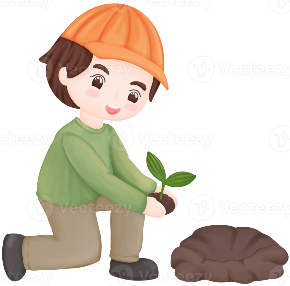boy planting a tree clip art png
