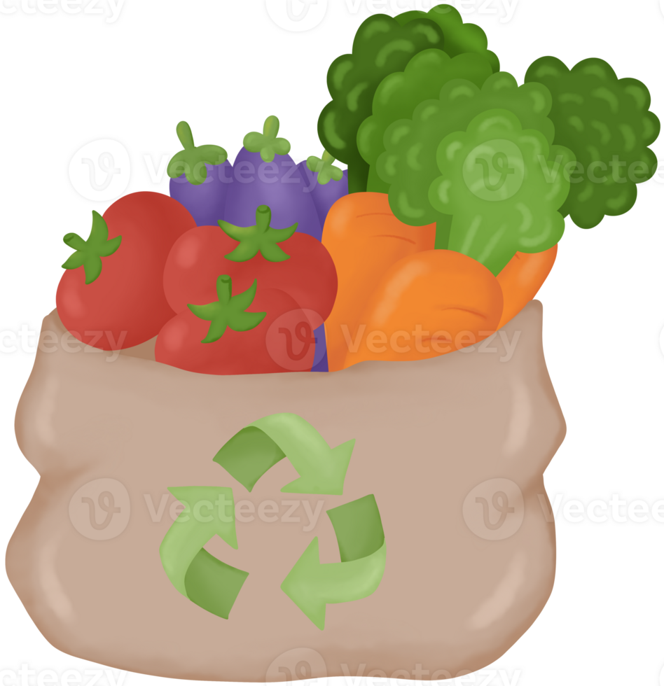 Vegetables in eco friendly paper bags png