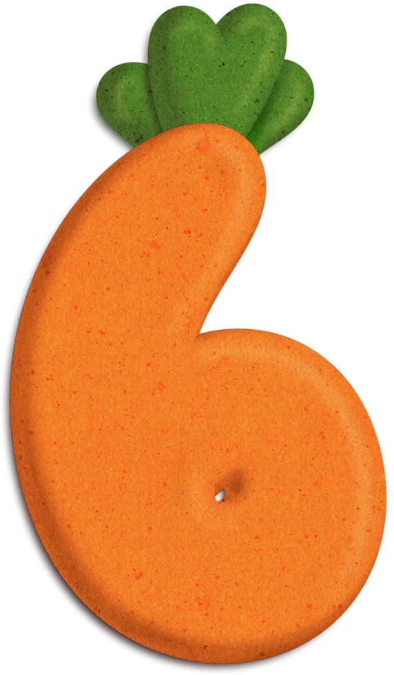 3D Carrot number 6 font colorful letter png