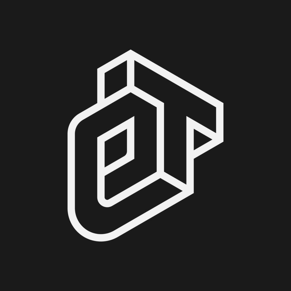 Geometric 3D logo design with the letters ET vector