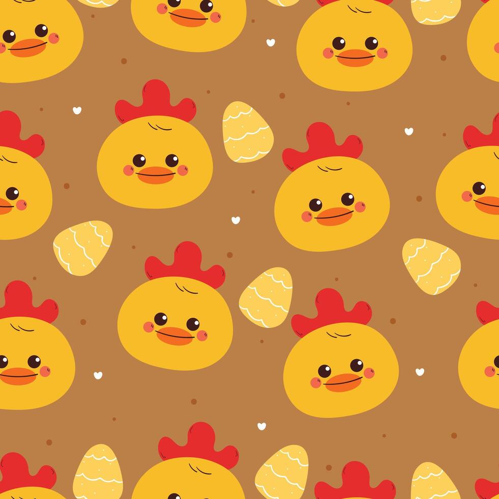 seamless pattern cute cartoon chick with easter eggs. cute animal pattern for wallpaper, background and gift wrap paper vector