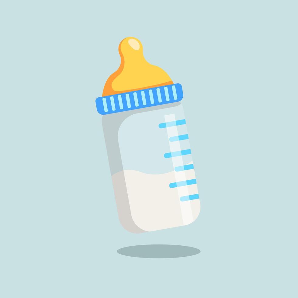 Baby feeding bottles with nipples for babies filled with milk vector