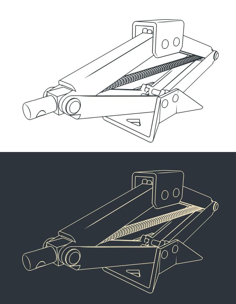 Car scissor jack lift sketches vector