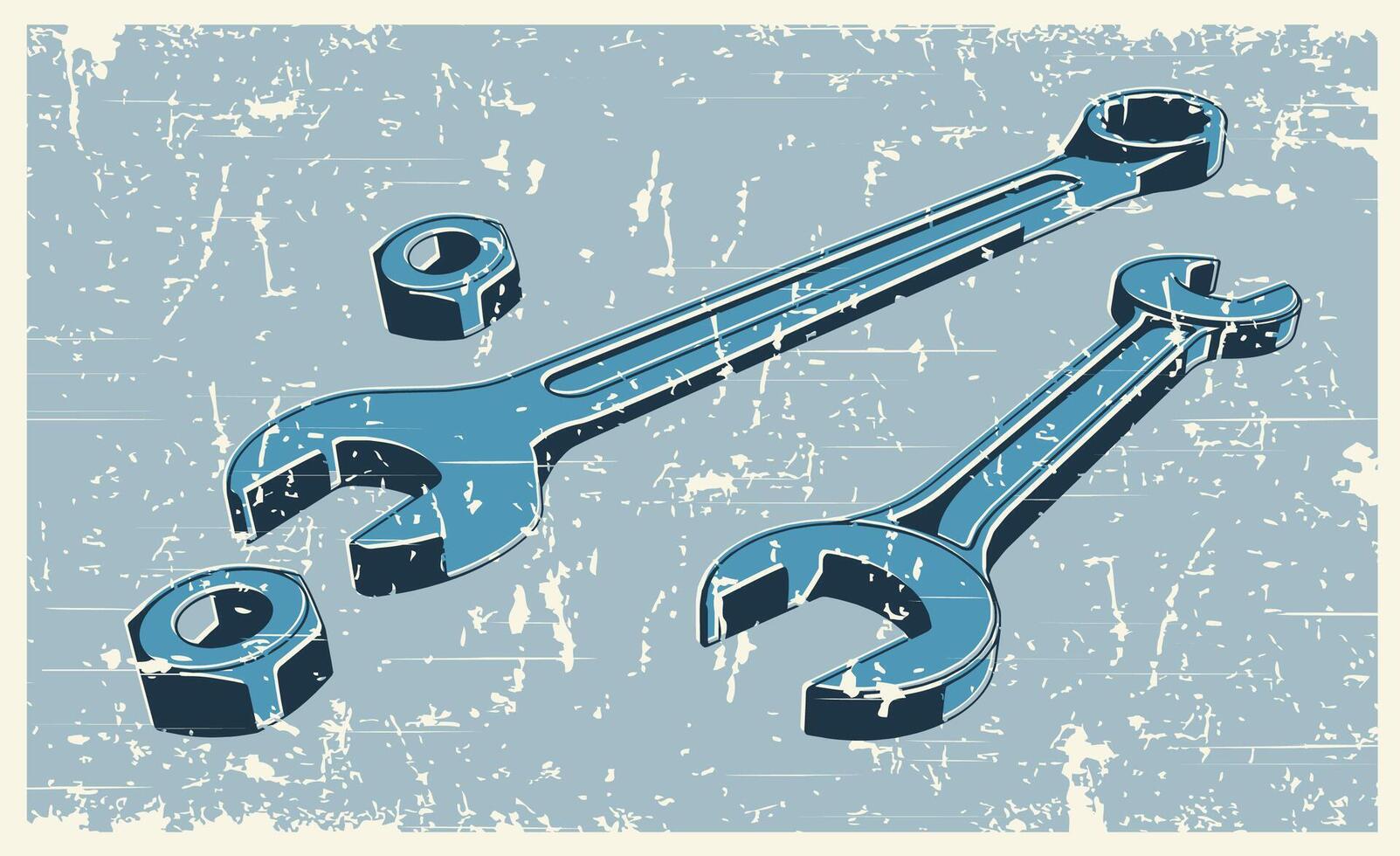 Wrenches and nuts retro poster vector