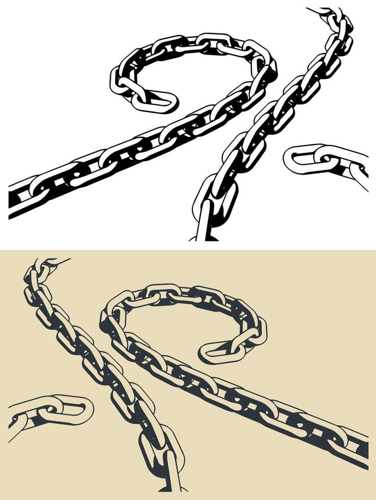 Pieces of metal chain illustrations vector