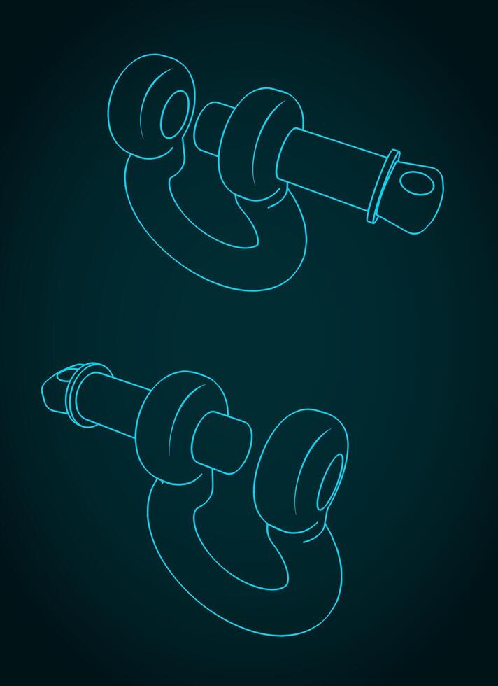 Crosby shackle blueprints vector