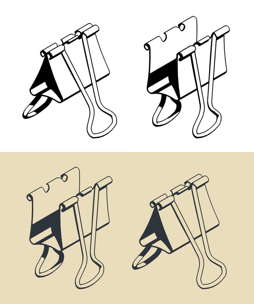 Binder clip illustrations vector