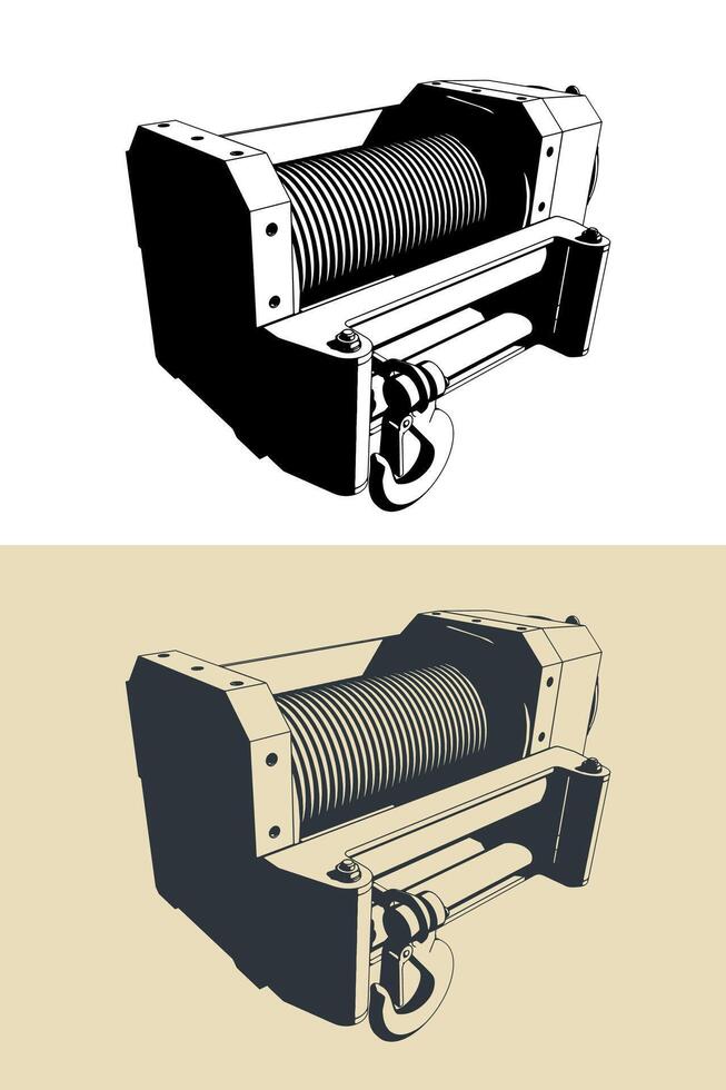 Hydraulic winch illustration vector