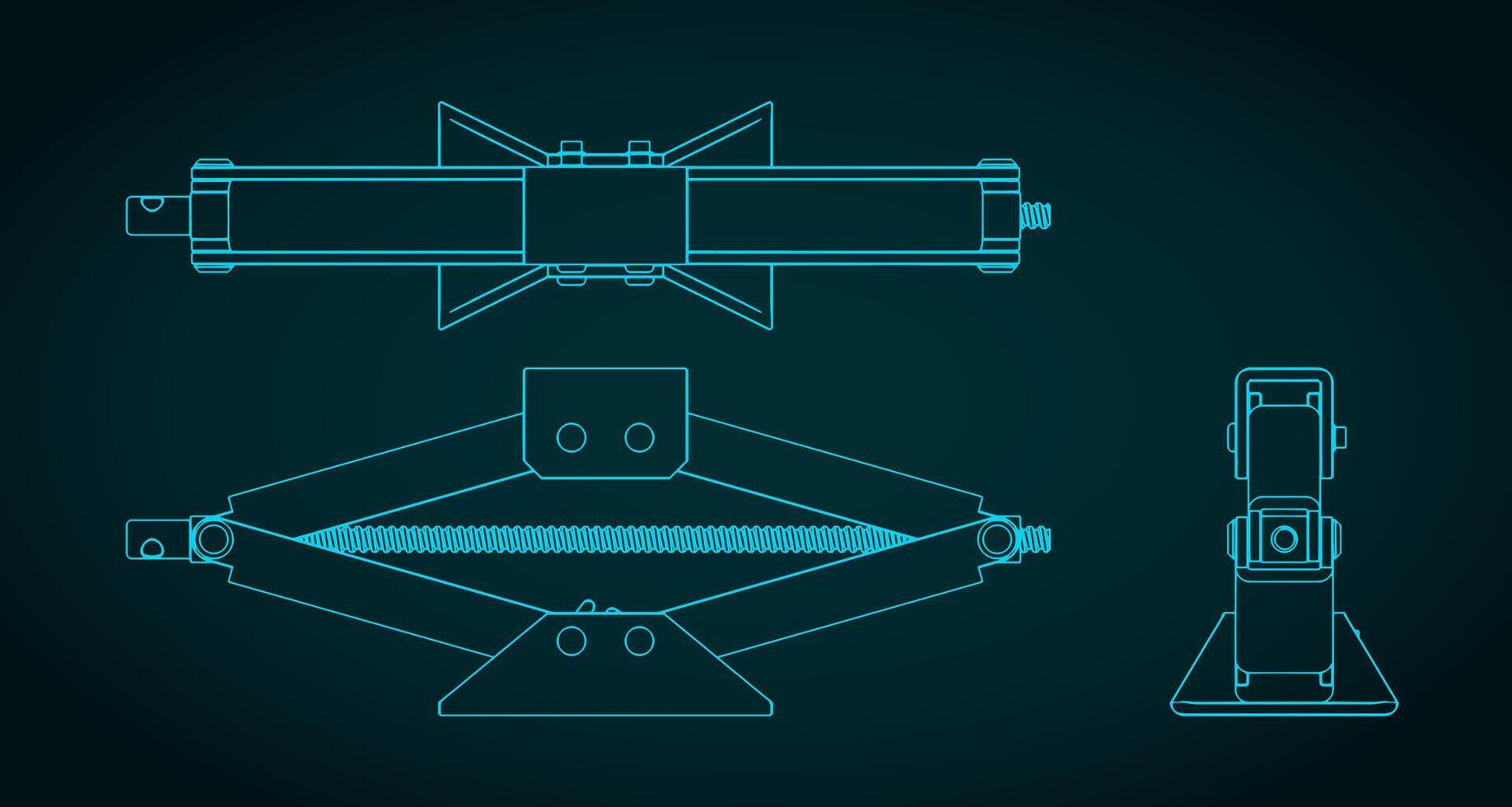 Car scissor jack lift blueprints illustration vector