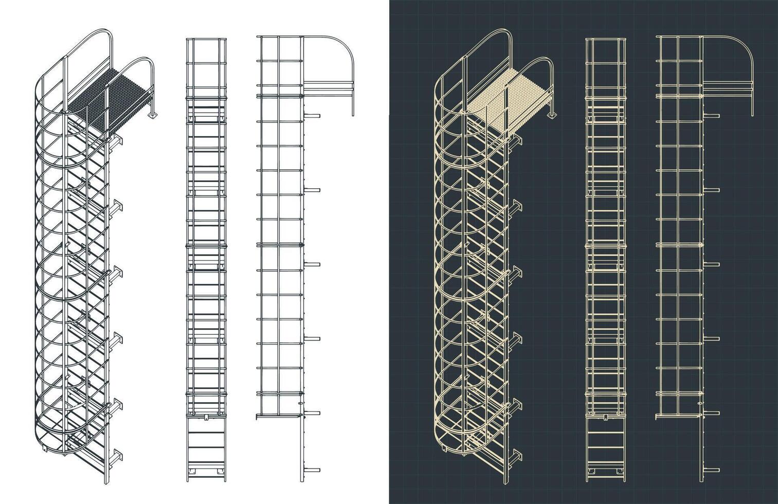 Fire escape blueprints illustrations vector