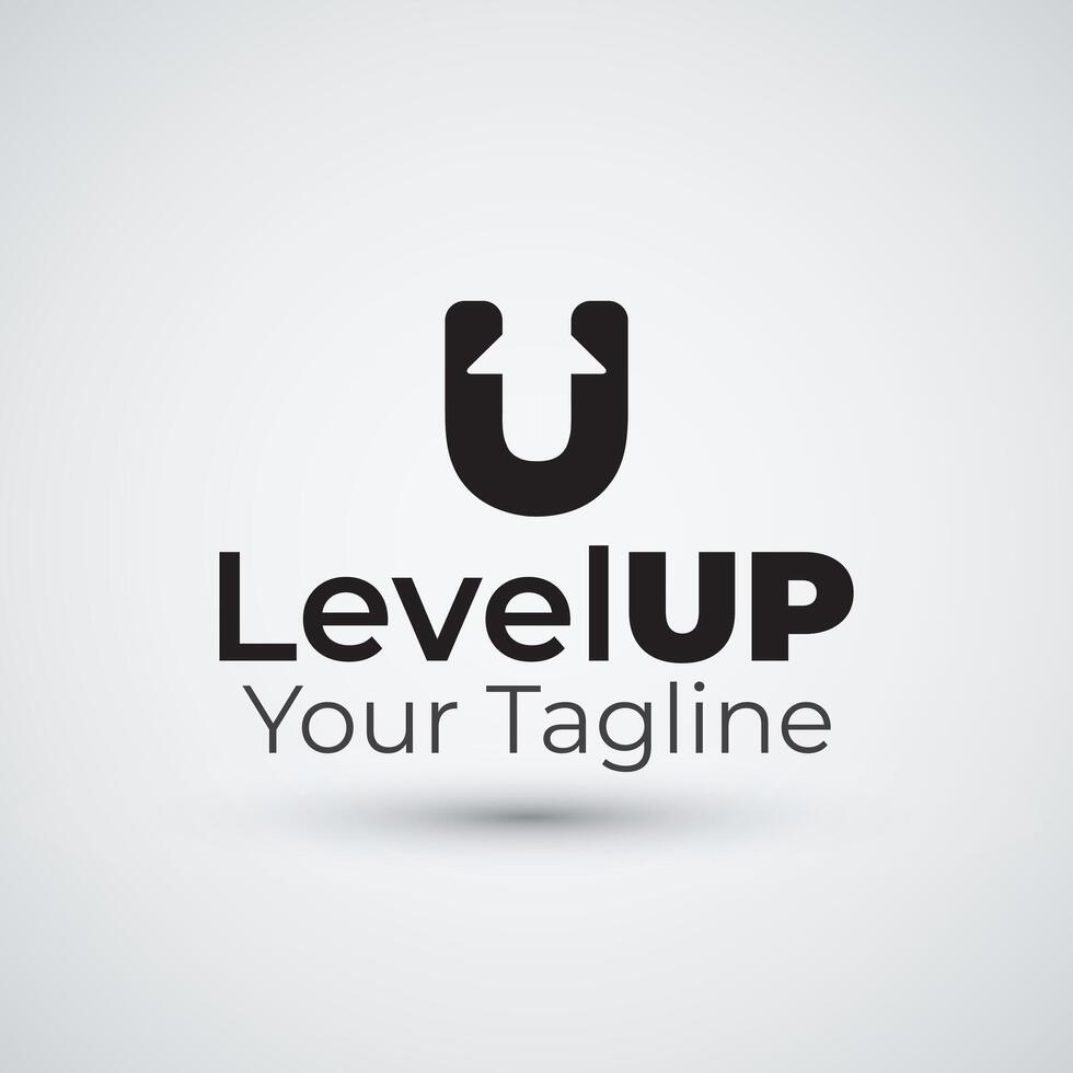 letter U logo arrow level UP logo design flat icon template vector