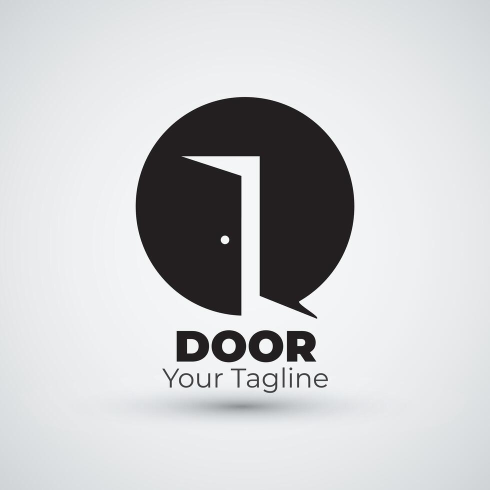 circle open door logo design flat icon template vector