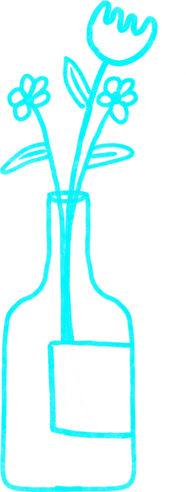 A blue vase with flowers in it png