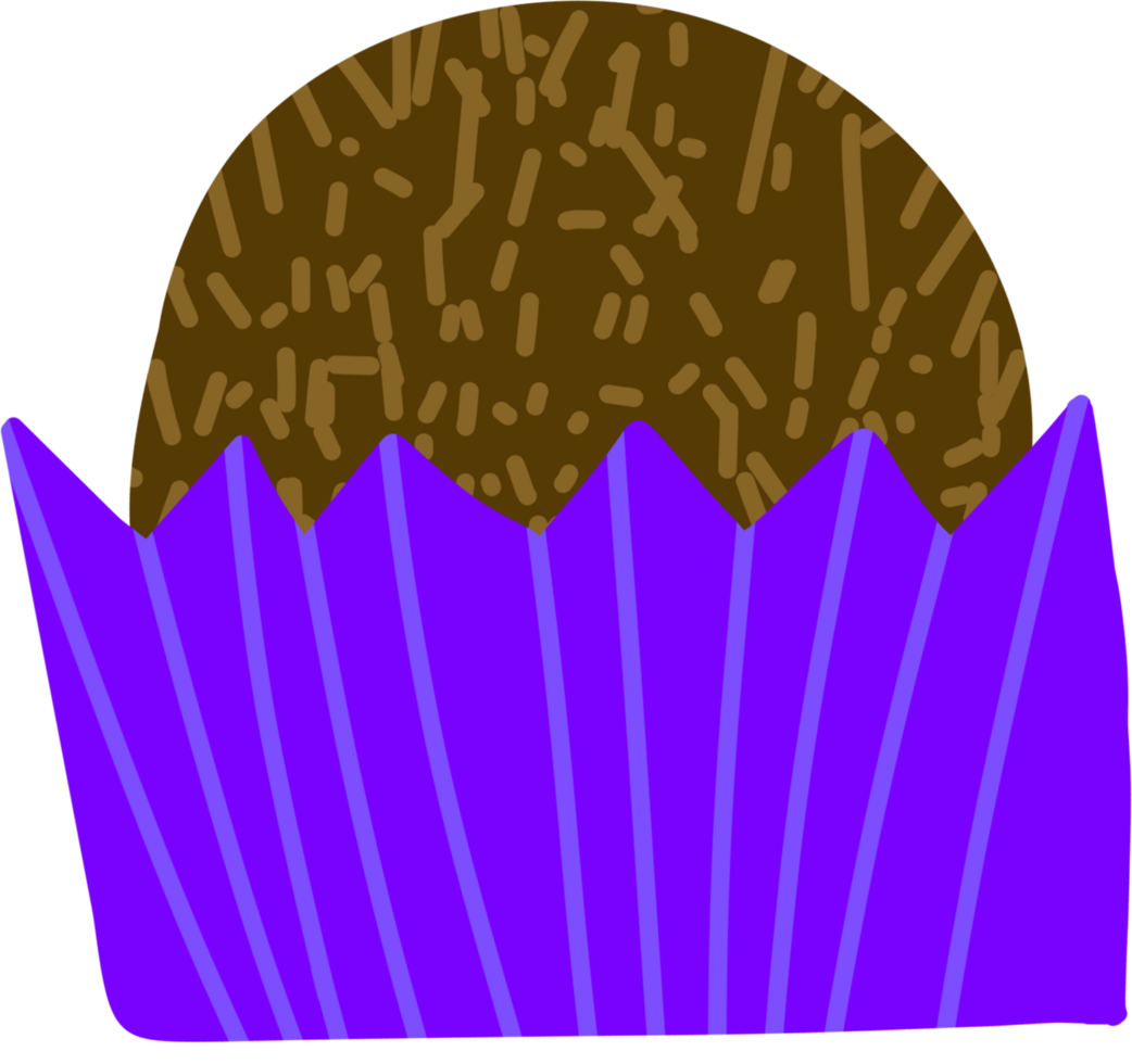 A chocolate cupcake with purple icing png