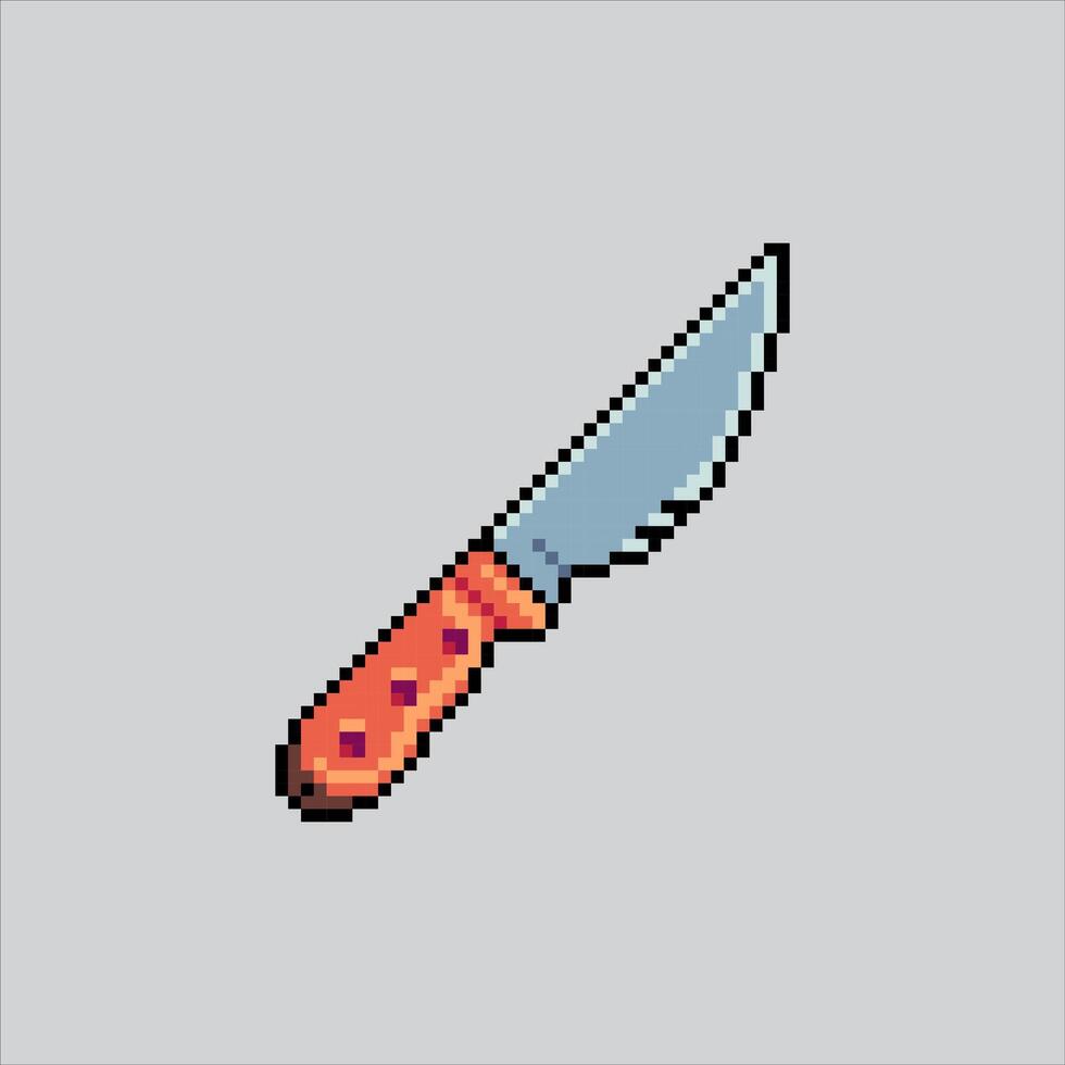 Pixel art illustration Survival Knife. Pixelated War Knife. vector