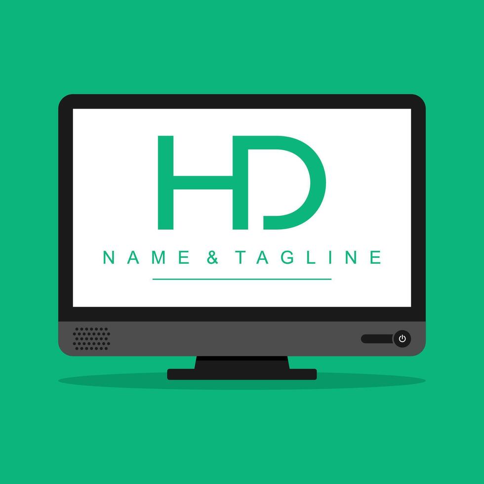 HD letter logo on monitor screen vector