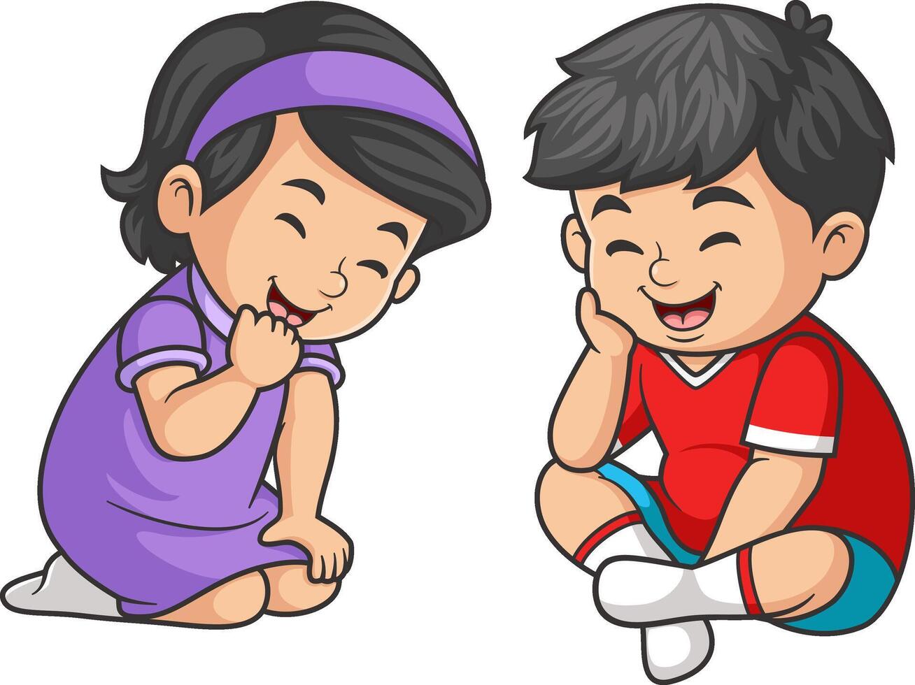 little kids sit together with friend on the floor vector
