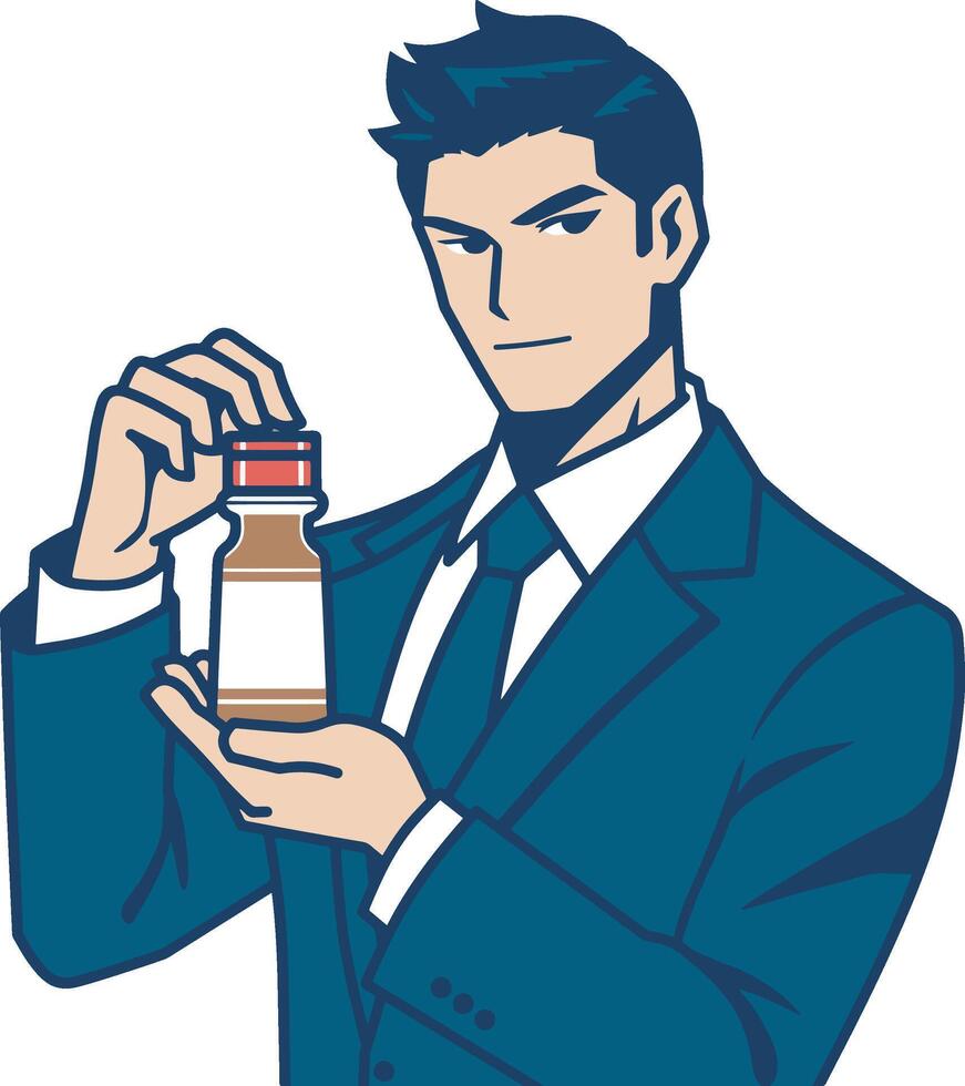 Man hold seasoning bottle design art vector