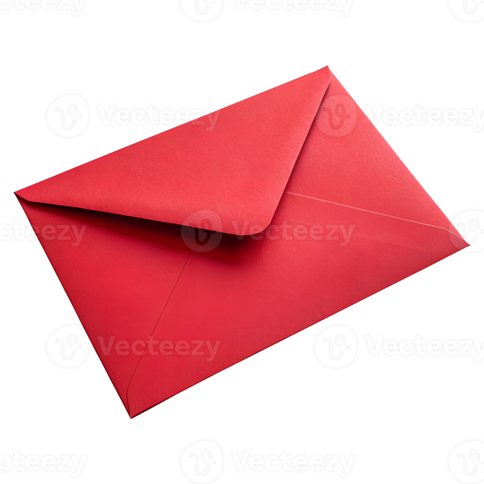 A vibrant red envelope isolated transparent background perfect for messaging correspondence and holiday greetings png