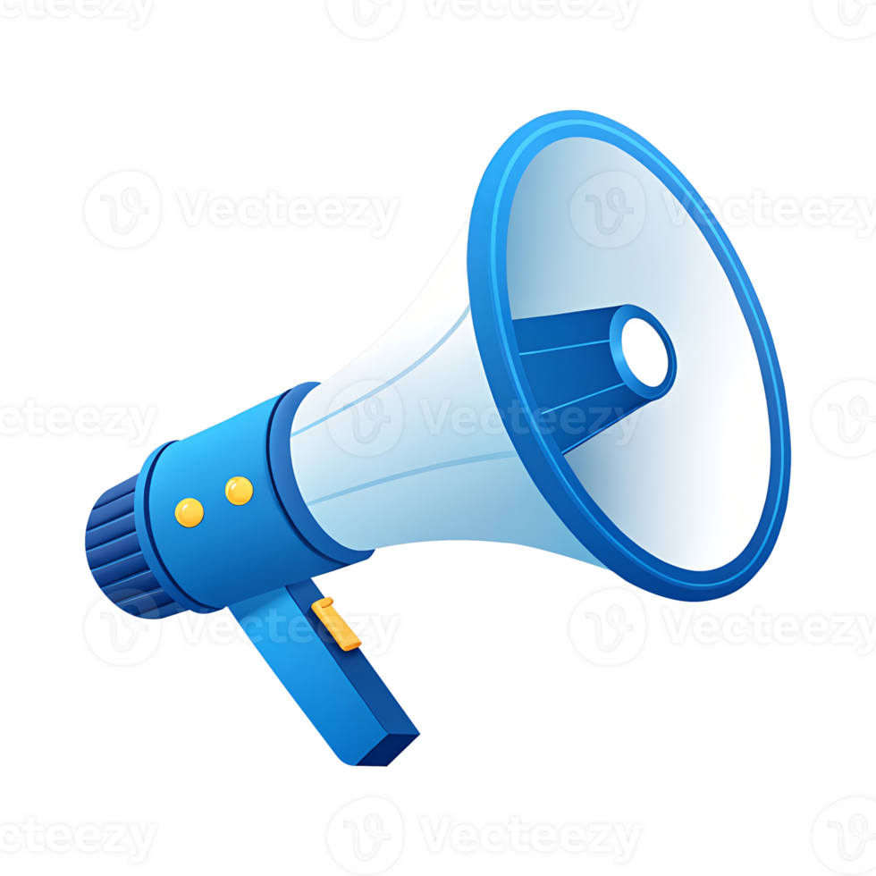 A vibrant blue megaphone ready to announce your message Perfect for marketing and communication concepts png