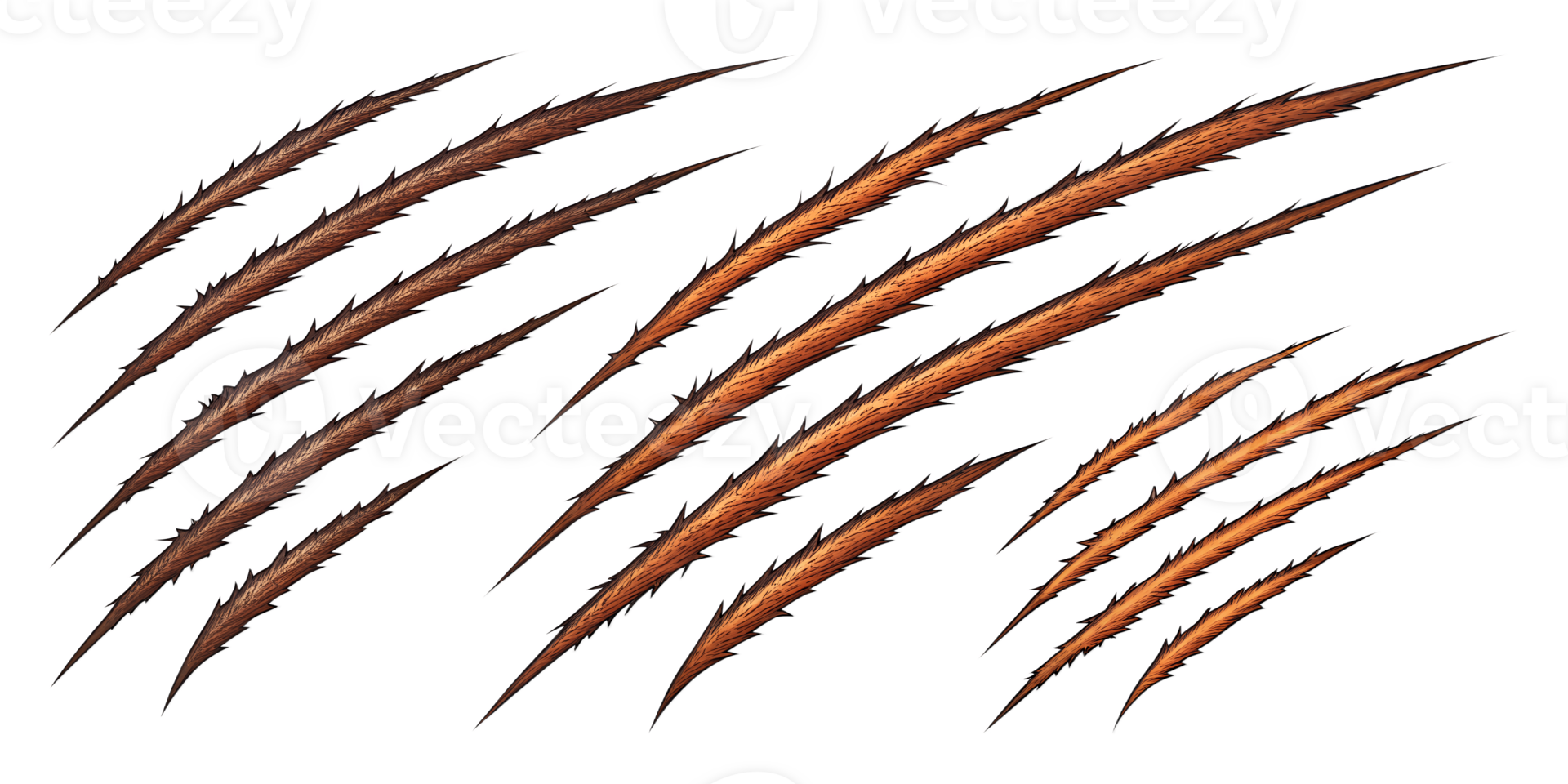 Fierce brown animal claw marks scratches texture transparent background perfect for designs png