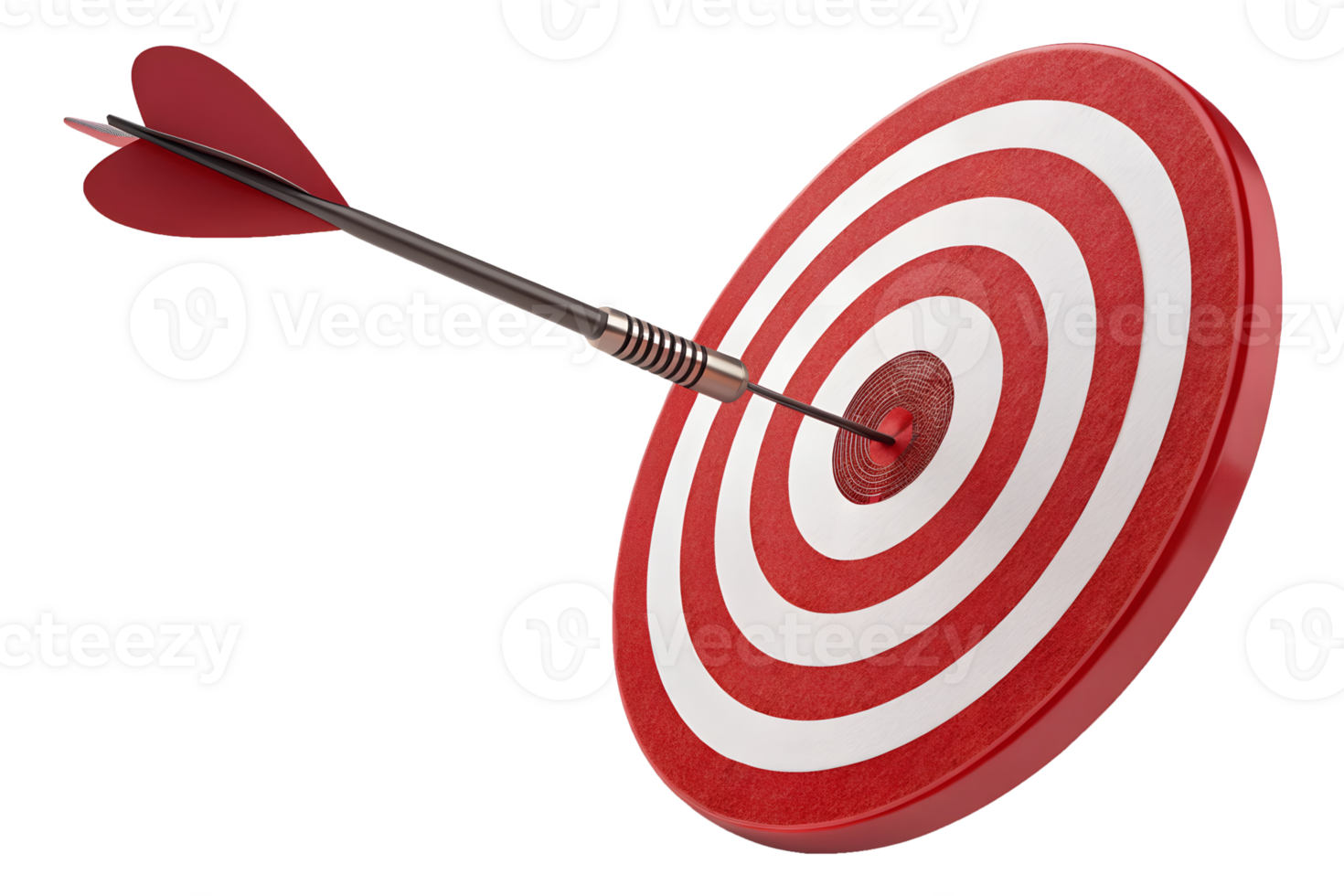 Red Dart Striking Bullseye on Target Board Achieve Success Concept png