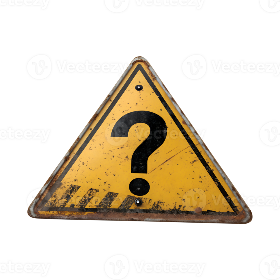 Rusty Triangle Question Mark Sign Uncertainty Mystery and Road Hazard Warning png