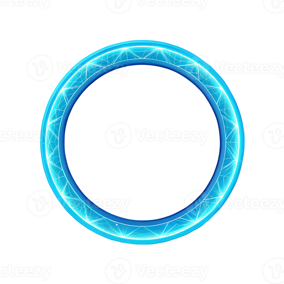 Abstract glowing blue circle frame digital technology design element Perfect for futuristic interfaces or backgrounds png