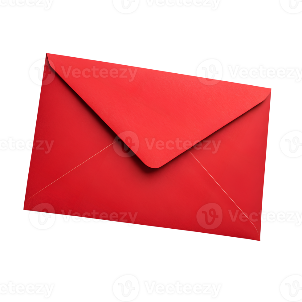 A vibrant red envelope isolated transparent background ideal for valentine's day or holiday greetings png
