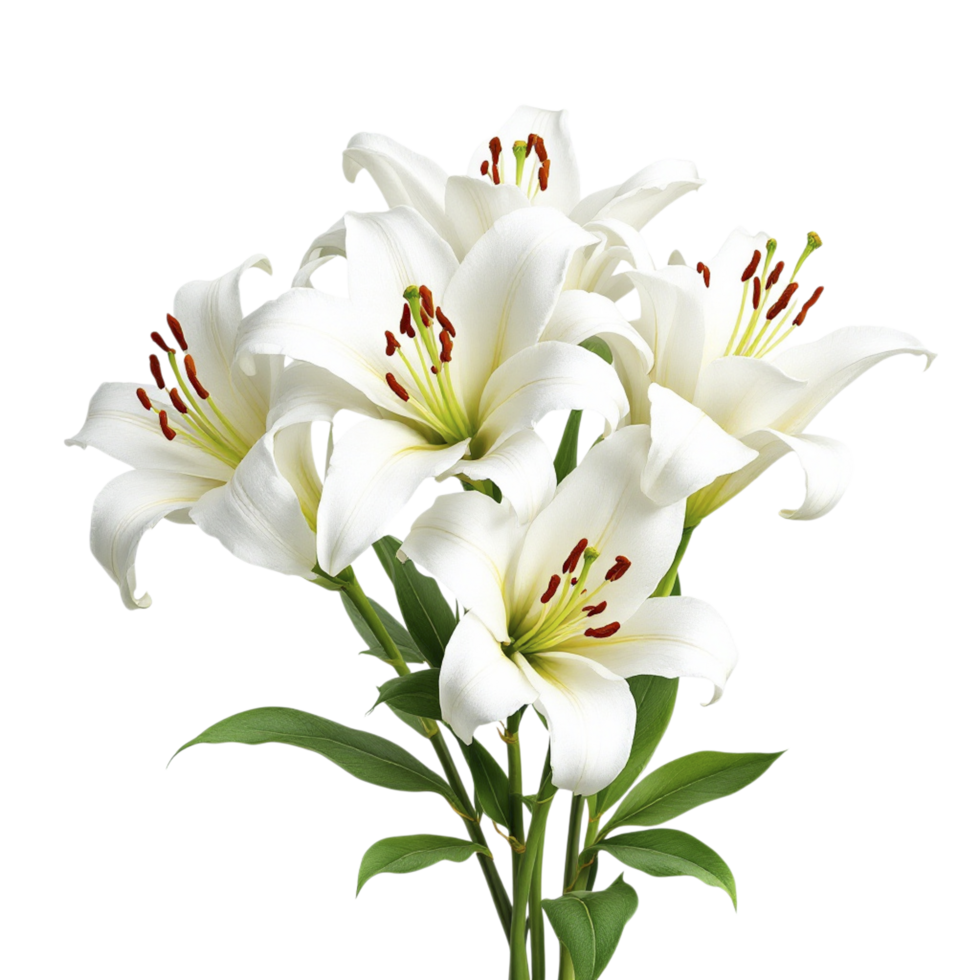 White lilies are in a vase on a black background png