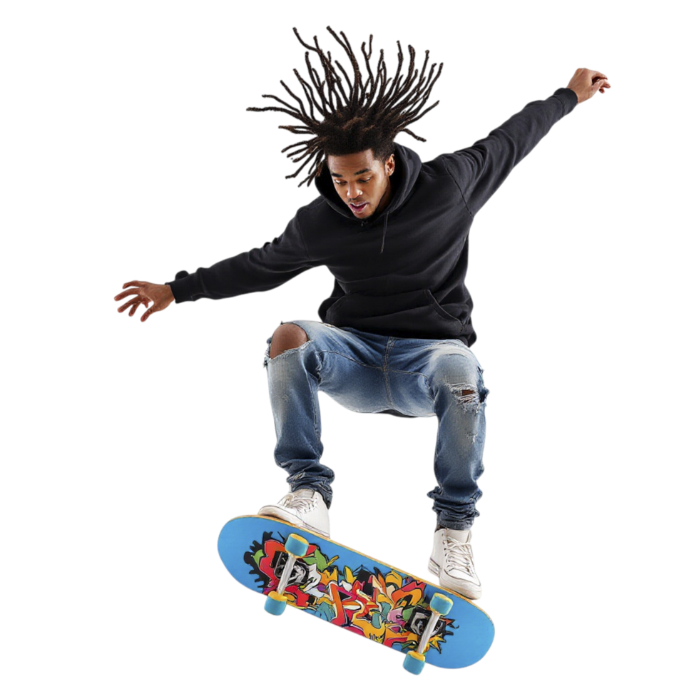 A man in the air on a skateboard png