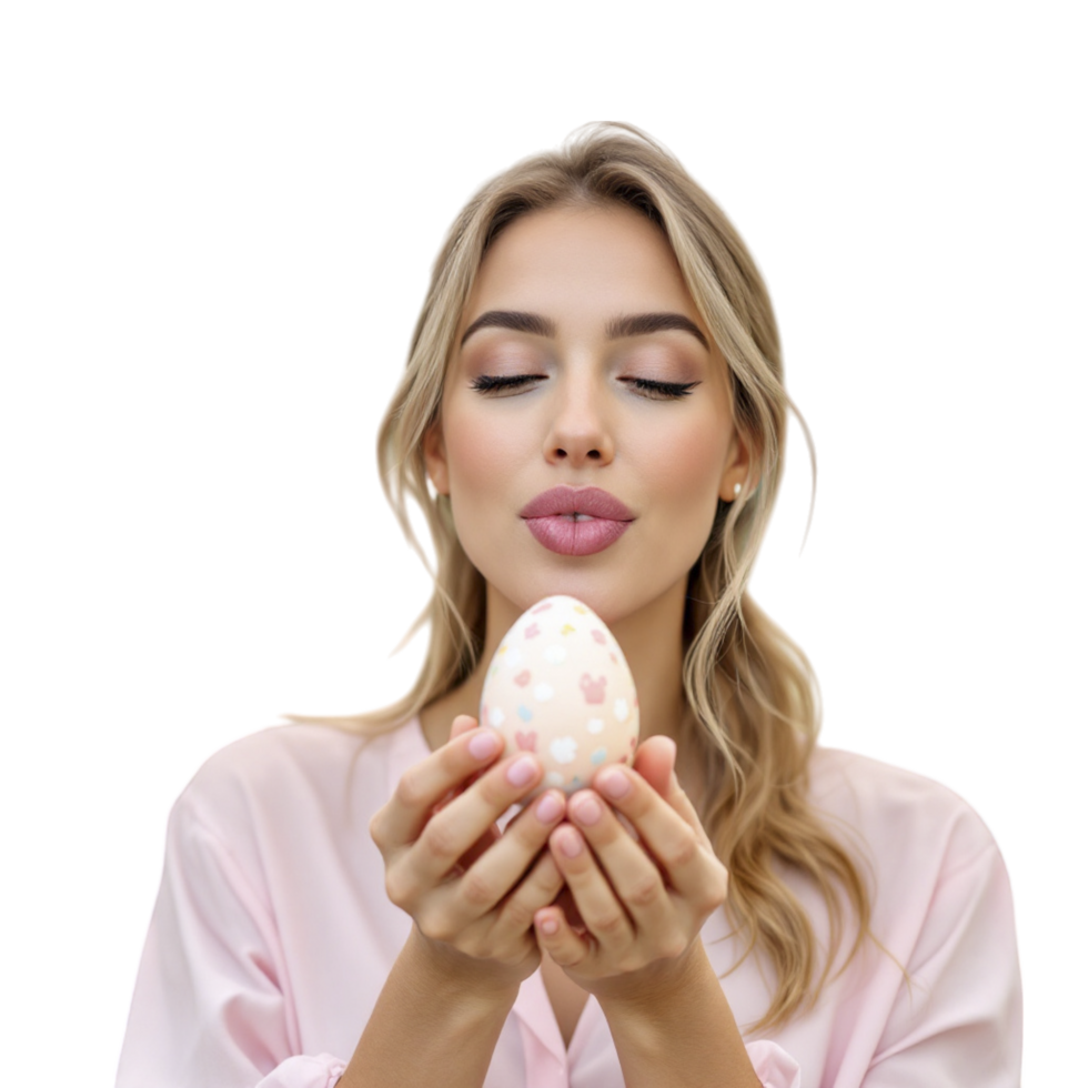 A woman holding an egg in her hands png