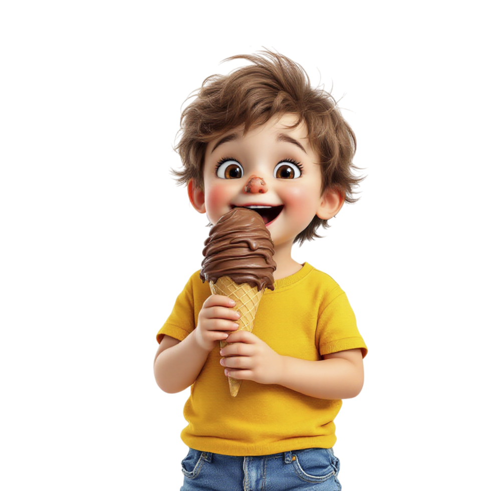 A little boy holding an ice cream cone png